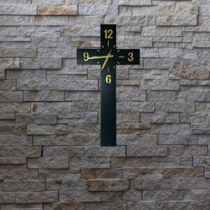 Cross Wall Clock – Wooden & Acrylic Christian Home Décor