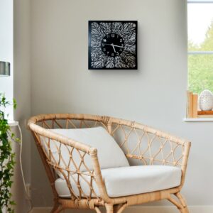 Elegant Wooden Wall Clock with Intricate Leaf Design