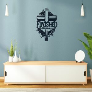 It Is Finished" Wooden Wall Art – John 19:30 Scripture Decor
